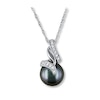 Thumbnail Image 1 of Tahitian Cultured Pearl Necklace Diamond Accents 10K White Gold