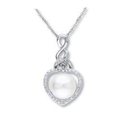 Cultured Pearl Necklace 1/15 ct tw Diamonds Sterling Silver