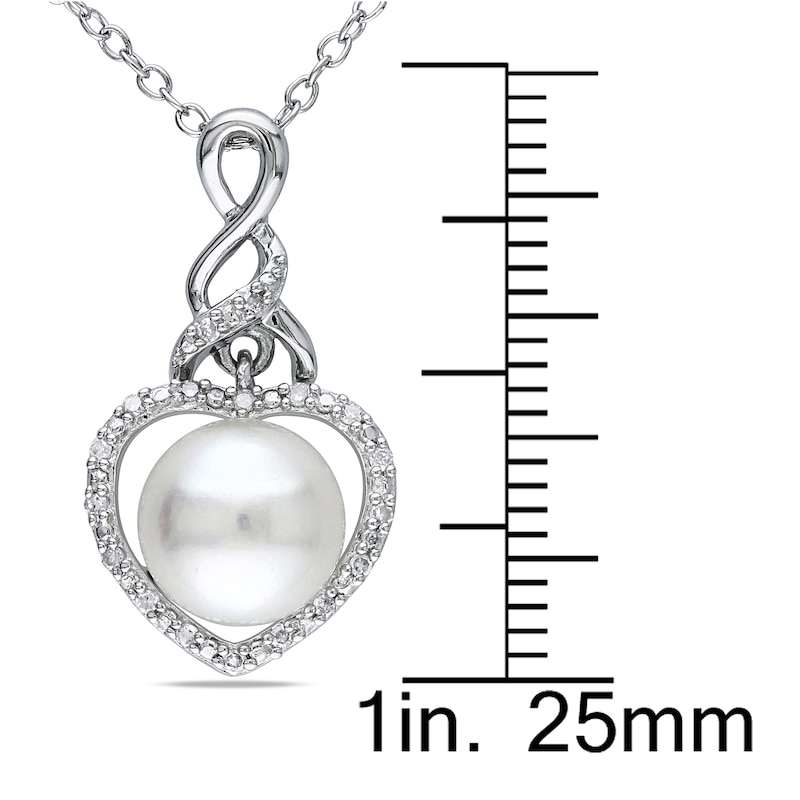 Main Image 3 of Cultured Pearl Necklace 1/15 ct tw Diamonds Sterling Silver