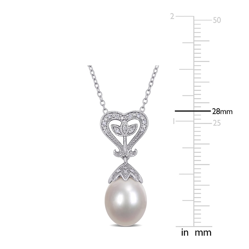 Main Image 2 of Cultured Pearl Necklace 1/20 ct tw Diamonds Sterling Silver