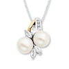 Thumbnail Image 0 of Cultured Pearl Necklace Lab-Created Sapphires Sterling Silver/10K Yellow Gold