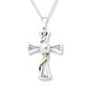 Thumbnail Image 1 of Cross Necklace Cultured Pearl Sterling Silver/10K Yellow Gold