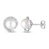 Thumbnail Image 1 of Cultured Pearl & Diamond Earrings 1/10 ct tw Sterling Silver