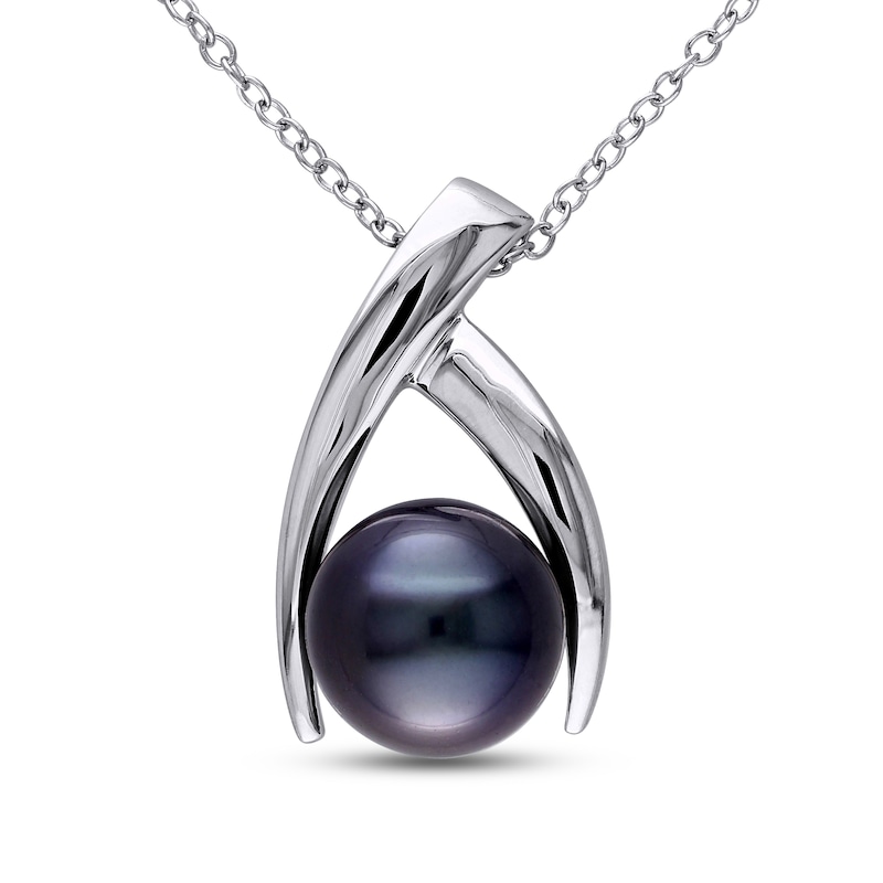 Tahitian Cultured Pearl Necklace Sterling Silver