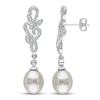 Thumbnail Image 1 of Cultured Pearl & Diamond Earrings 1/10 ct tw Sterling Silver