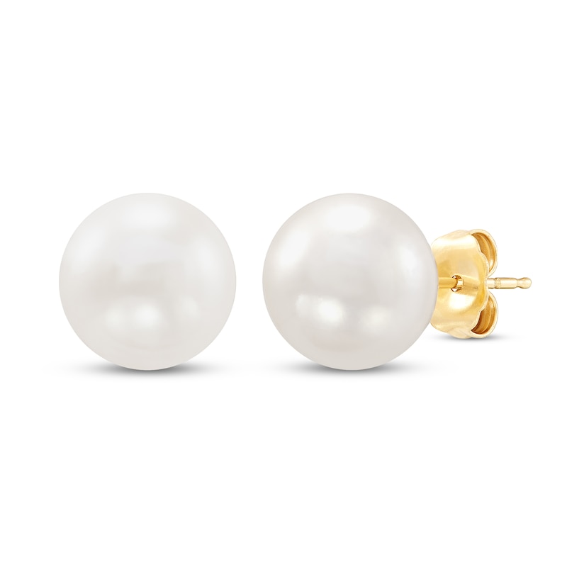 Main Image 1 of Cultured Pearl Stud Earrings 14K Yellow Gold 10.5mm