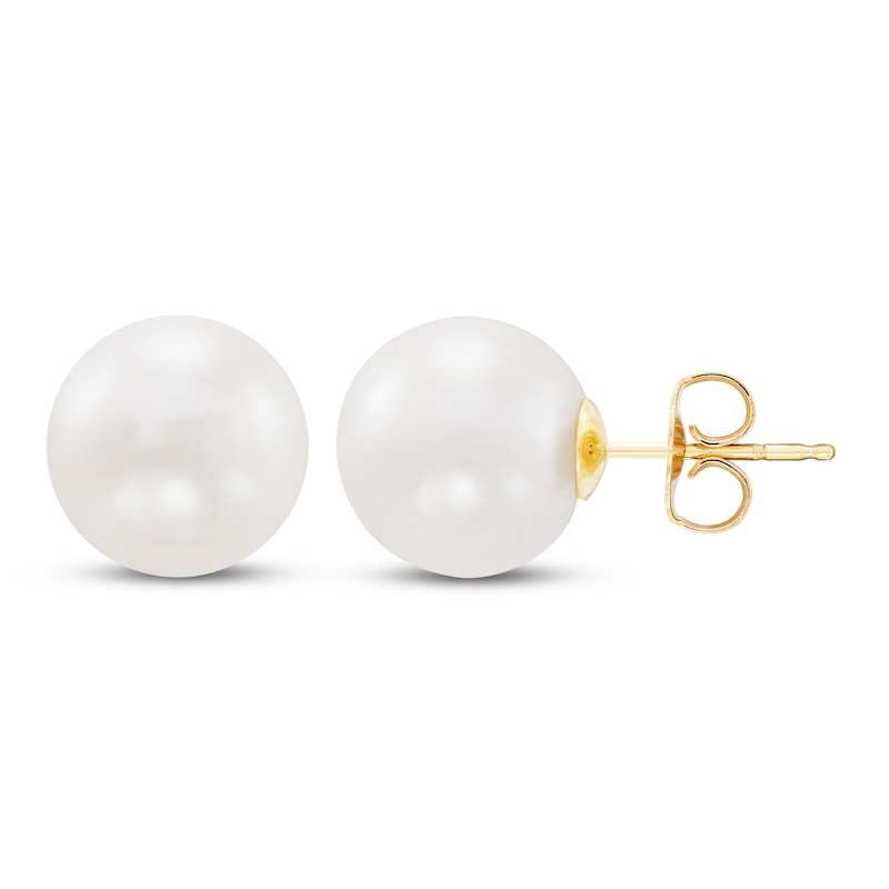 Main Image 2 of Cultured Pearl Stud Earrings 14K Yellow Gold 10.5mm