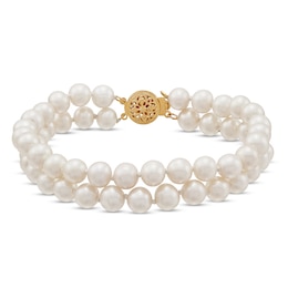 Cultured Pearl Strand Bracelet 14K Yellow Gold 7.75&quot;