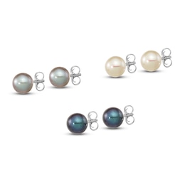 Freshwater Cultured Pearl Stud Earring Set Sterling Silver