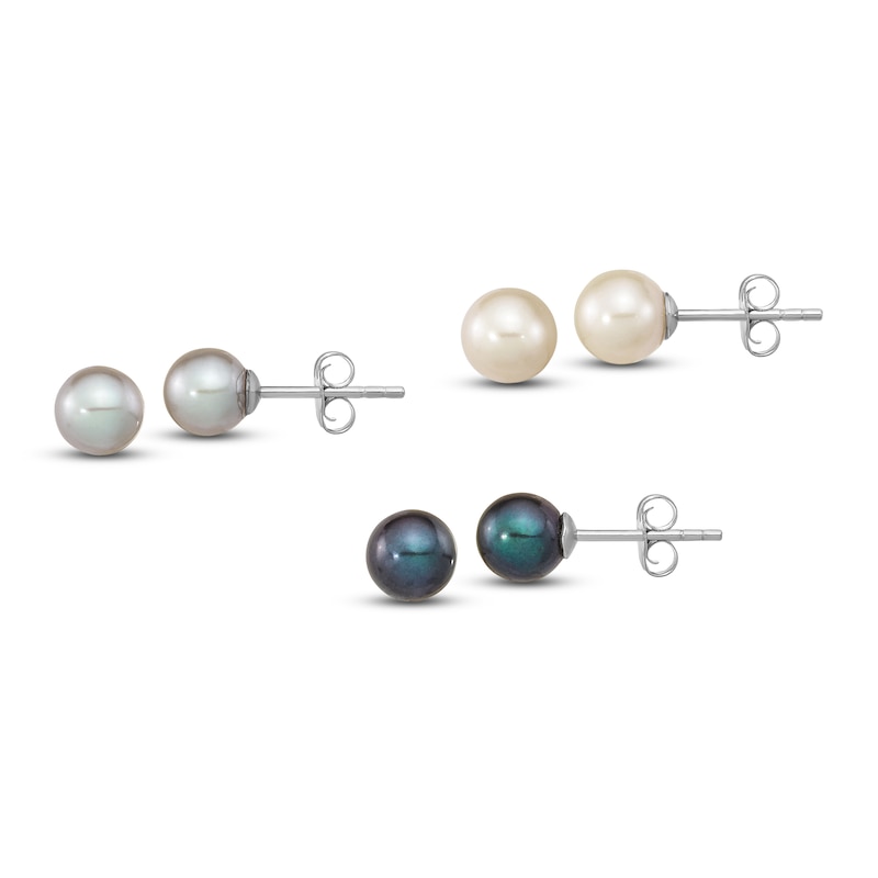 Main Image 2 of Freshwater Cultured Pearl Stud Earring Set Sterling Silver