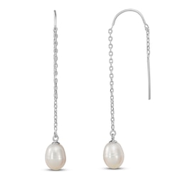 Freshwater Cultured Pearl Threader Earrings Sterling Silver