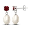 Thumbnail Image 2 of Freshwater Cultured Pearl & Natural Garnet Dangle Earrings Sterling Silver