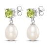 Thumbnail Image 1 of Freshwater Cultured Pearl & Natural Peridot Dangle Earrings Sterling Silver