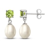 Thumbnail Image 2 of Freshwater Cultured Pearl & Natural Peridot Dangle Earrings Sterling Silver