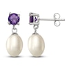 Thumbnail Image 2 of Freshwater Cultured Pearl & Natural Amethyst Dangle Earrings Sterling Silver