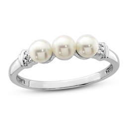 Freshwater Cultured Pearl Ring Diamond Accent Sterling Silver