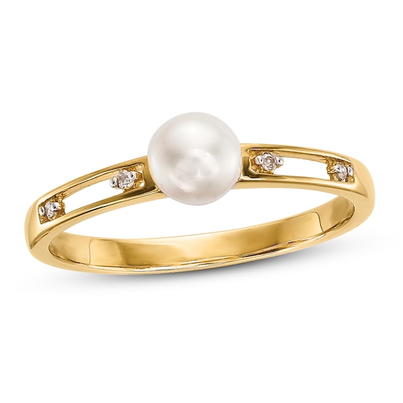 Freshwater Cultured Pearl Ring 1/15 ct tw Diamonds 14K Yellow Gold | Jared