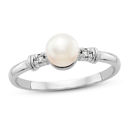 Freshwater Cultured Pearl Ring Diamond Accent 14K White Gold