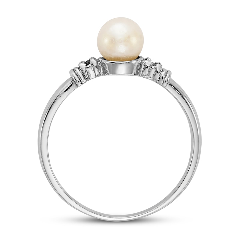 Freshwater Cultured Pearl Ring Diamond Accent 14K White Gold