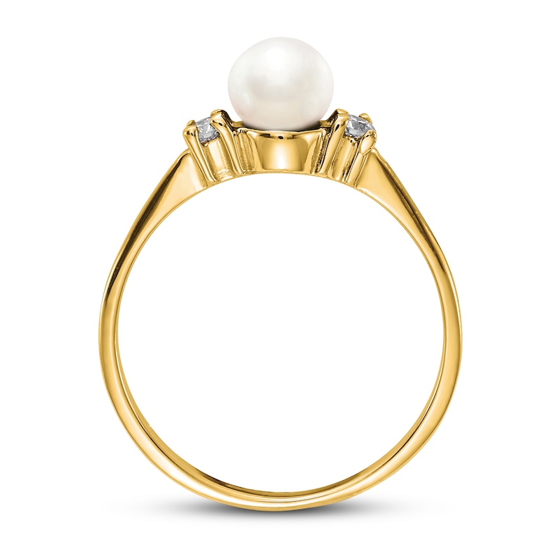 Freshwater Cultured Pearl Ring 1/15 ct tw Diamonds 14K Yellow Gold | Jared