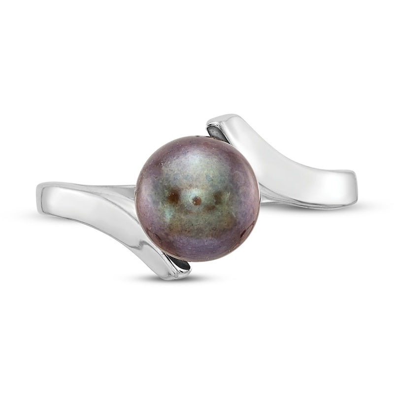 Main Image 3 of Black Freshwater Cultured Pearl Ring 14K White Gold