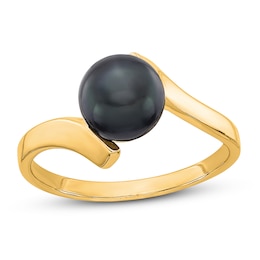 Black Freshwater Cultured Pearl Ring 14K Yellow Gold