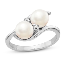 Freshwater Cultured Pearl Ring Diamond Accent 14K White Gold