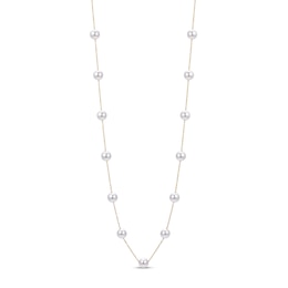 Akoya Cultured Pearl Necklace 14K Yellow Gold