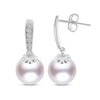 Thumbnail Image 1 of Akoya Cultured Pearl Drop Earrings 1/20 ct tw Diamonds 14K White Gold