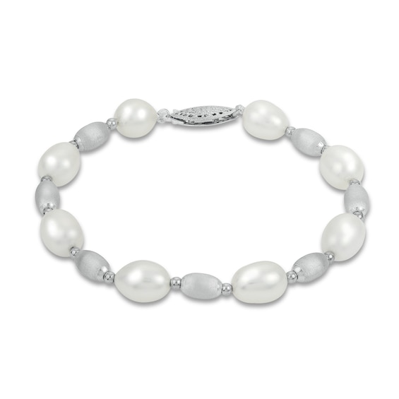 White Pearl Bracelet With Heart Shaped Monogram Initials 
