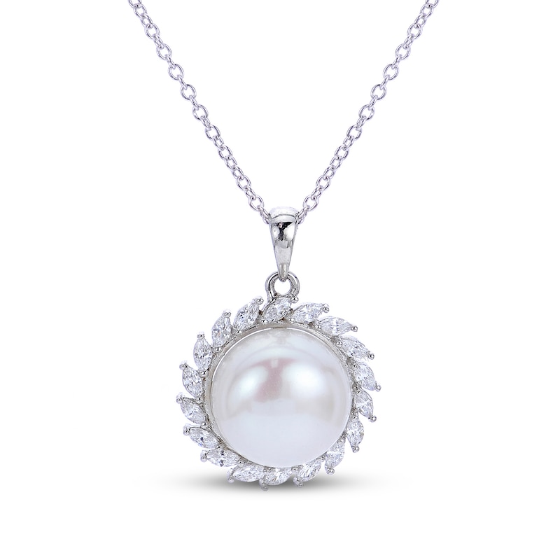 Freshwater Cultured Pearl Necklace White Topaz Sterling Silver