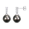 Thumbnail Image 1 of Tahitian Cultured Pearl Earrings 1/4 ct tw Diamonds 10K White Gold