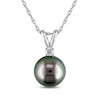 Thumbnail Image 0 of Tahitian Cultured Pearl Necklace 1/20 ct tw Diamond 14K White Gold