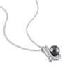 Thumbnail Image 2 of Tahitian Cultured Pearl Necklace 1/4 ct tw Diamonds 10K White Gold