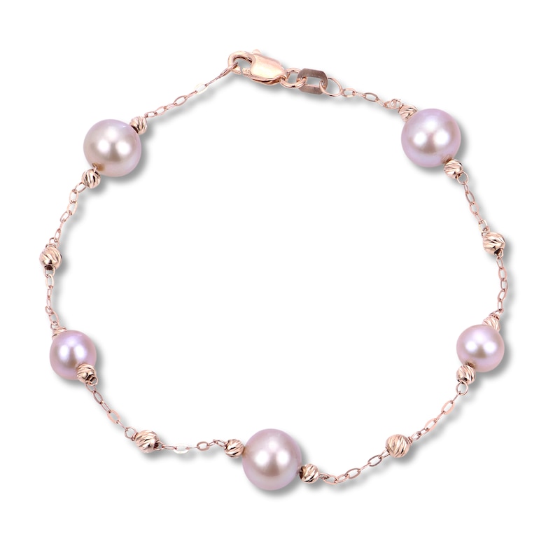 Freshwater Pink Cultured Pearl Bracelet 14K Rose Gold