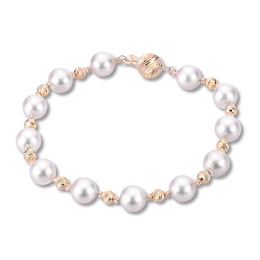 Akoya Cultured Pearl Bracelet 14K Yellow Gold