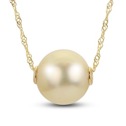 South Sea Golden Cultured Pearl Drop Necklace 14K Yellow Gold