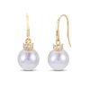 Thumbnail Image 0 of Freshwater Cultured Pearl Dangle Earrings 3/4 ct tw Diamonds 14K Yellow Gold