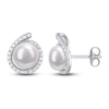 Thumbnail Image 1 of Freshwater Cultured Pearl Stud Earrings Diamond Accent Sterling Silver