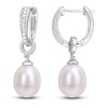 Thumbnail Image 0 of Freshwater Cultured Pearl Drop Earrings Diamond Accent Sterling Silver