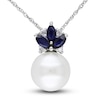 Thumbnail Image 1 of Freshwater Cultured Pearl & Natural Blue Sapphire Necklace 10K White Gold