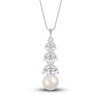 Thumbnail Image 1 of Lab-Created Sapphire & Freshwater Cultured Pearl Necklace 10K White Gold