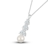 Thumbnail Image 2 of Lab-Created Sapphire & Freshwater Cultured Pearl Necklace 10K White Gold