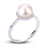 Thumbnail Image 0 of Akoya Cultured Pearl Ring 1/6 ct tw Diamonds 14K White Gold