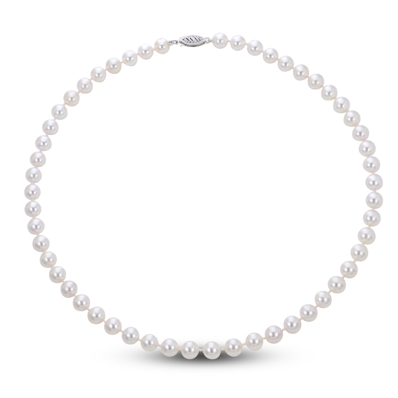 Akoya Cultured Pearl Necklace 14K White Gold 16"