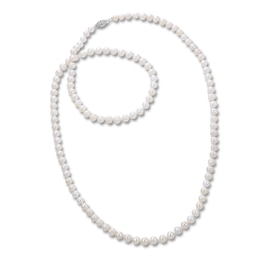 Akoya Cultured Pearl Necklace 14K White Gold 30&quot;