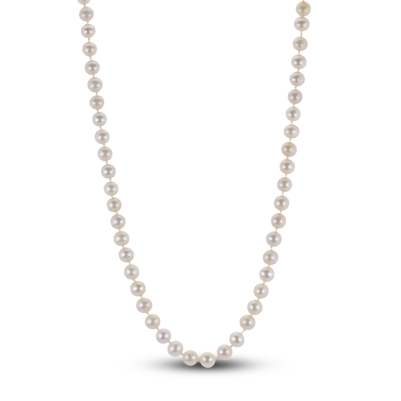 Akoya Cultured Pearl Necklace 14K White Gold 30"