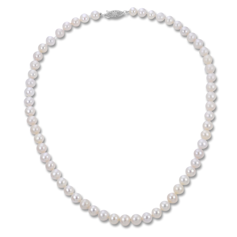 Main Image 1 of Akoya Cultured Pearl Necklace 14K White Gold 18&quot;