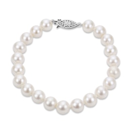 Akoya Cultured Pearl Bracelet 14K White Gold 8&quot;