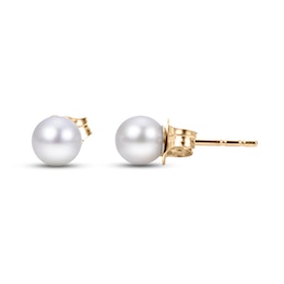 Akoya Cultured Pearl Stud Earrings 14K Yellow Gold